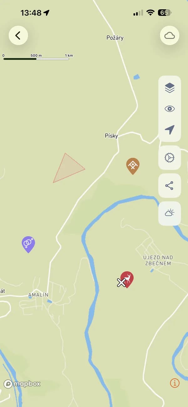 Aplikace HUNTERRA: mapa honitby se sdílenou polohou myslivce a psa