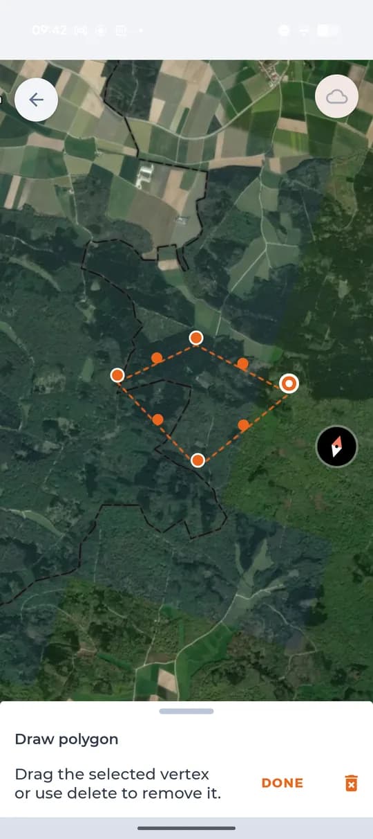 Kreslení obrysu oblasti.