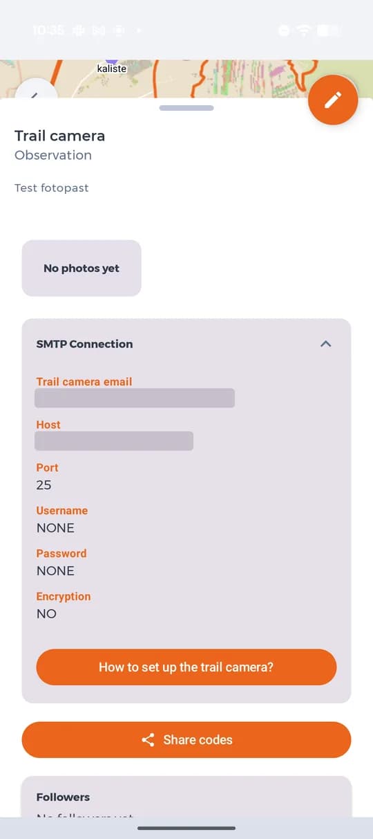 SMTP údaje fotopasti (adresa a server tu jsou schované).