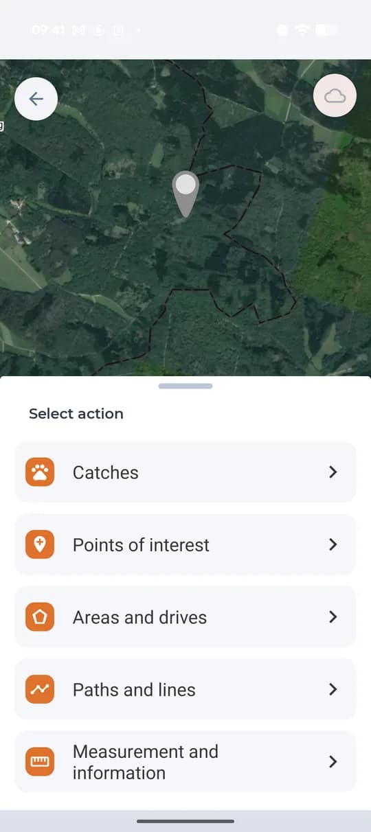 Výběr akce v mapě.