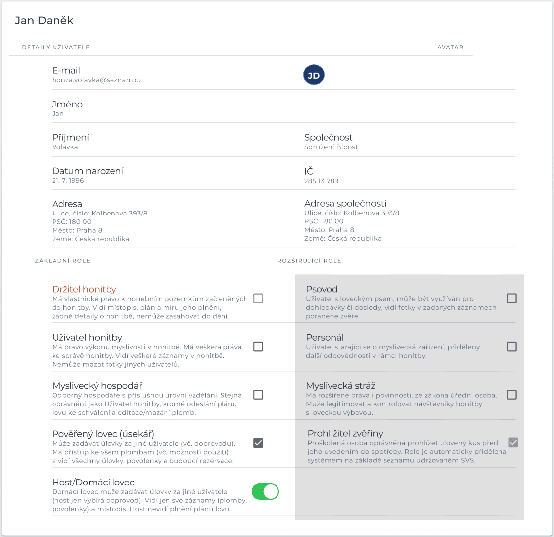 Nové role a oprávnění Nové role a oprávnění