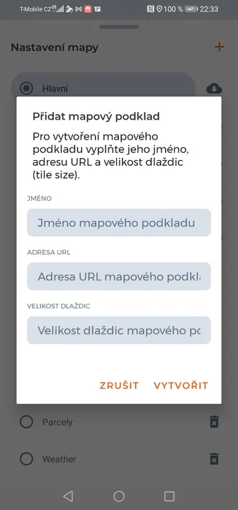 Snímek obrazovky aplikace HUNTERRA