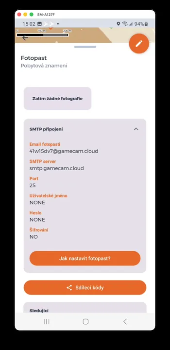 Snímek obrazovky aplikace HUNTERRA