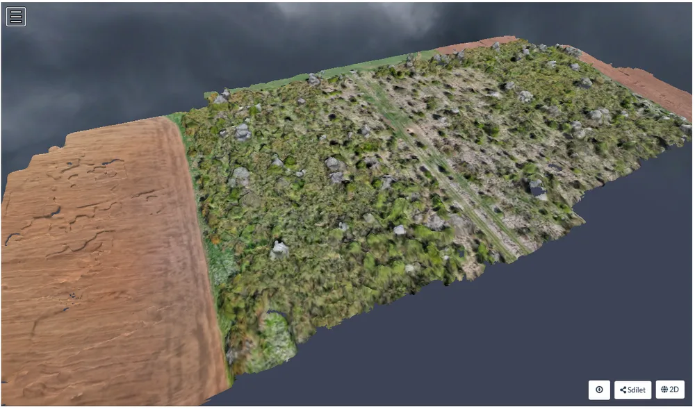 3D model terénu pořízený dronem